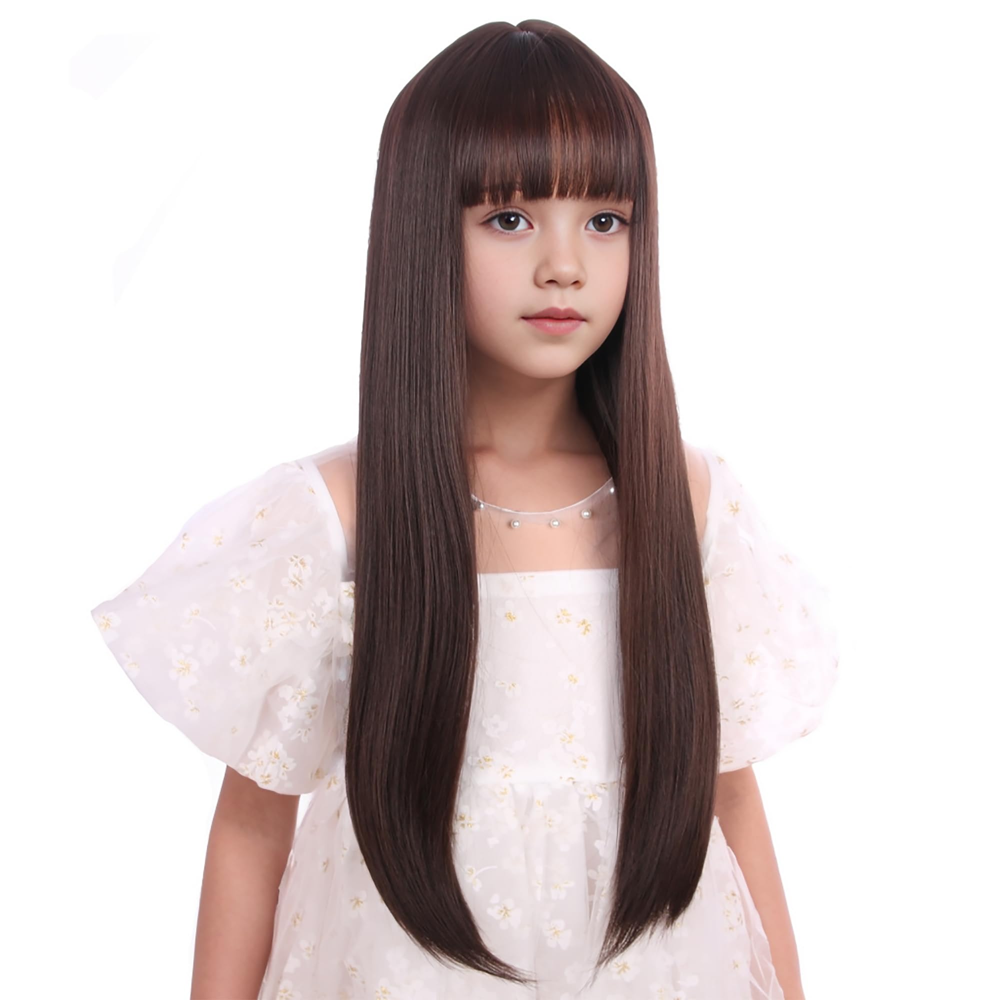 Amazon.co.jp: Edivd ブラウンウィッグ キッズ ガールズ ロング ダーク